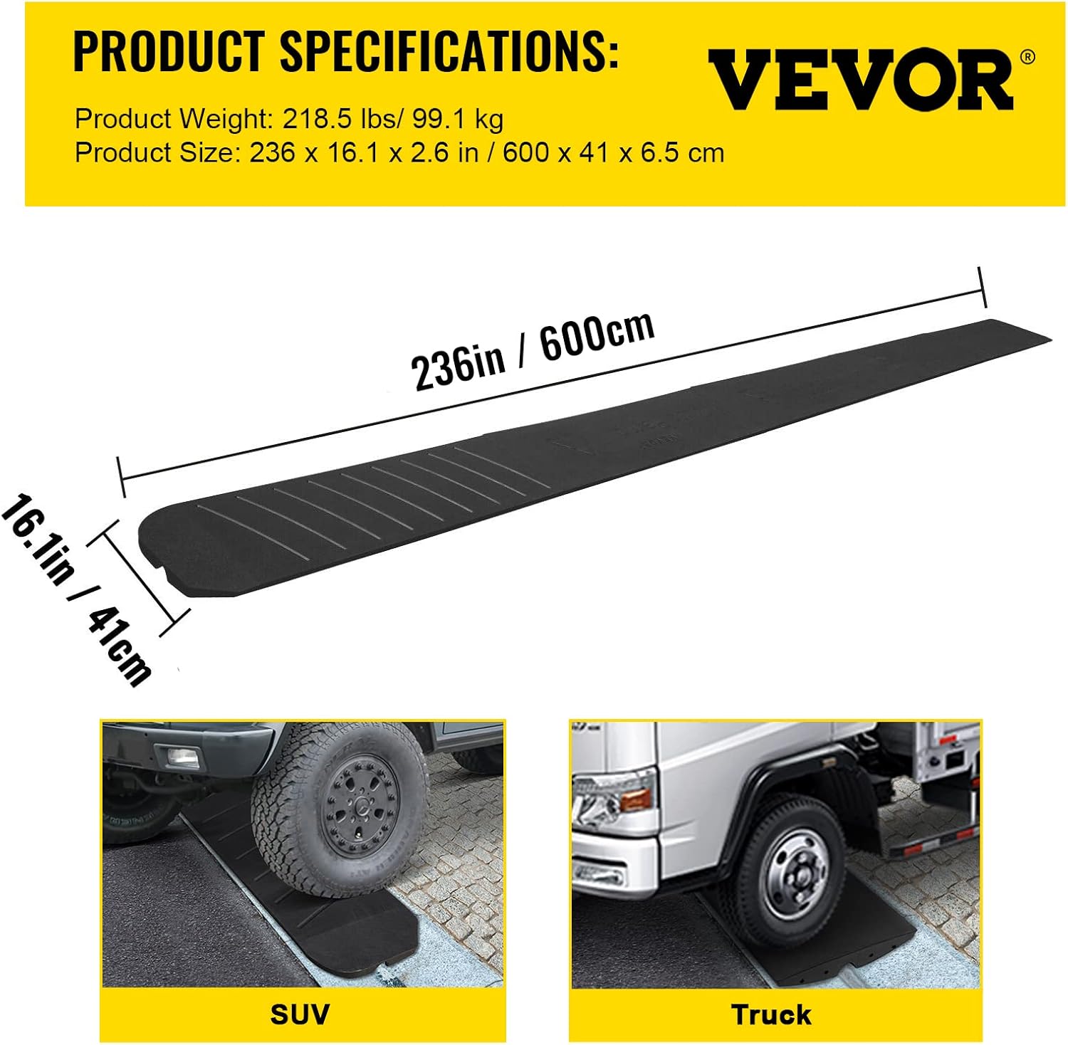 Rubber Driveway Ramps 5 Pack, Heavy Duty 32000 lbs, 2.6 inch High x7