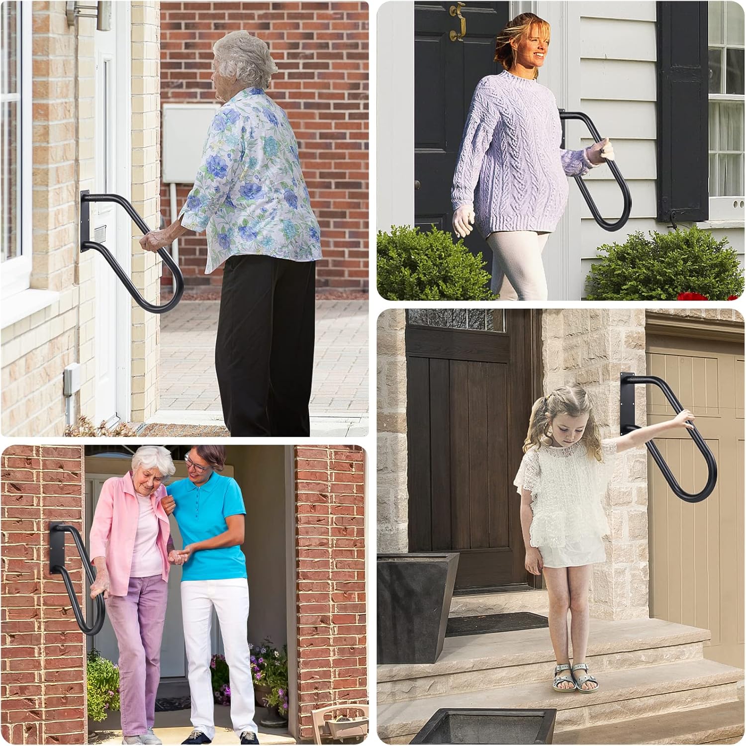 Outdoor Step Handrail 18.5ft Safety Grab Bar Wall Mounted U Shape 3k