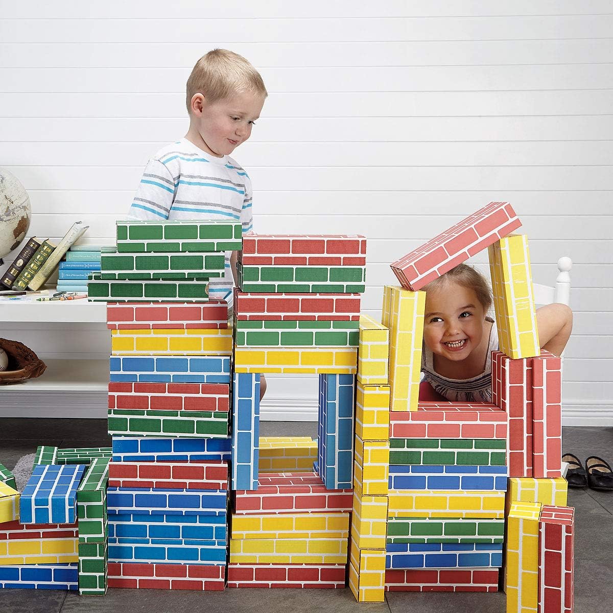 Lillian Vernon Primary Building Bricks- Kids Cardboard Bricks, Each 9 x 4 x 2 (Set of 24)