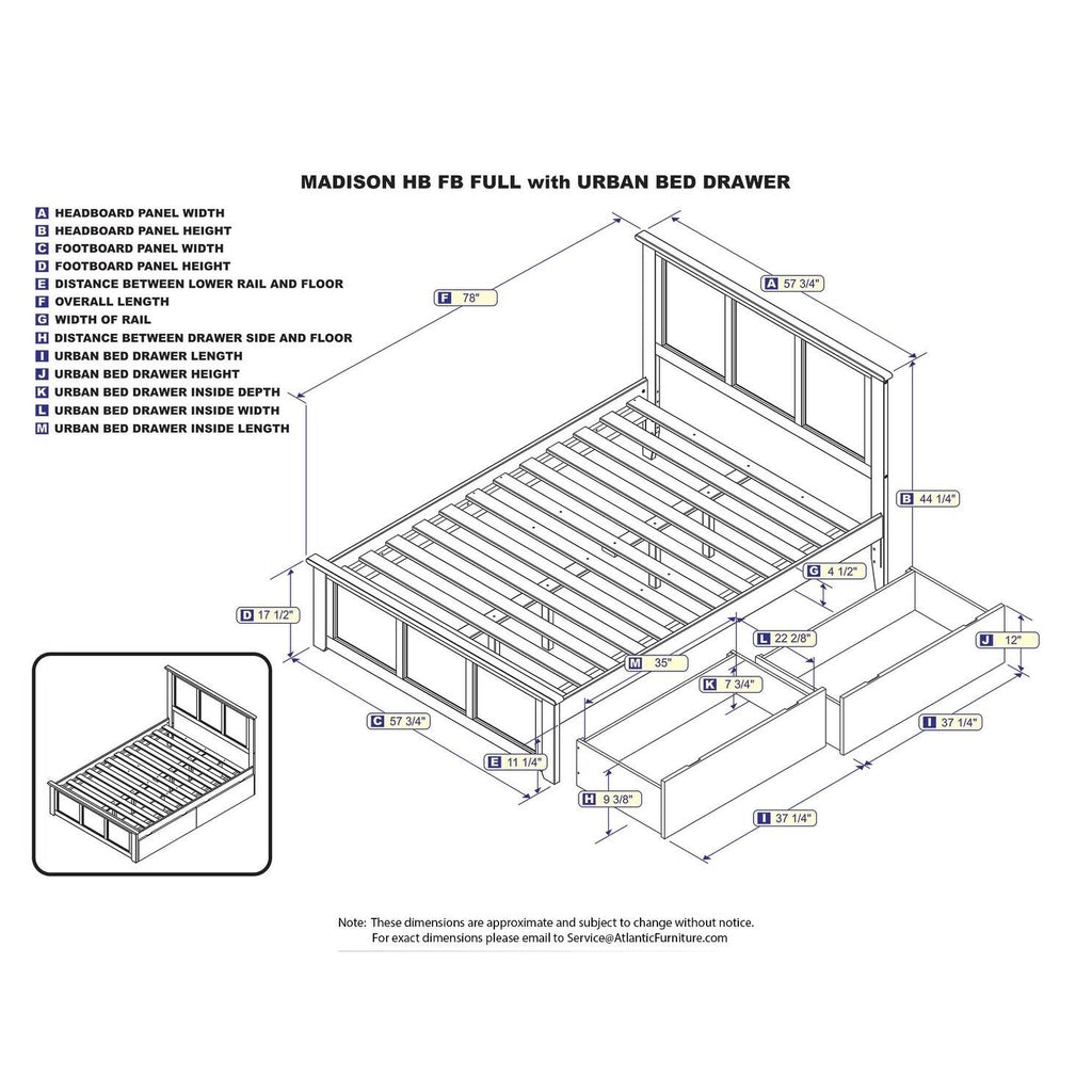 Full Bed with Foot Board and 2 Drawers k7