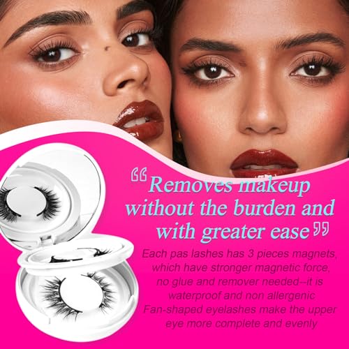 Magnetic Eyelashes with Applicator, Reusable Glue-Free Kit A7