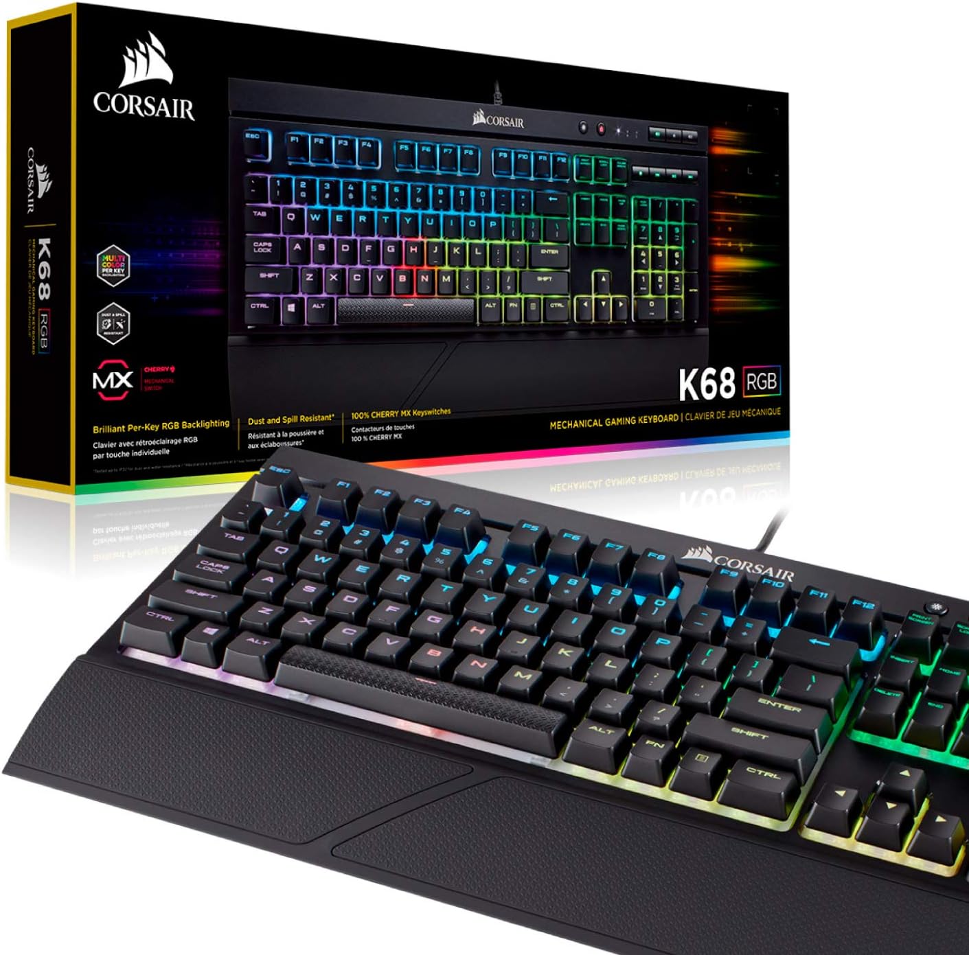 Mechanical Gaming Keyboard RGB Backlit Cherry MX Red Switch Black k7