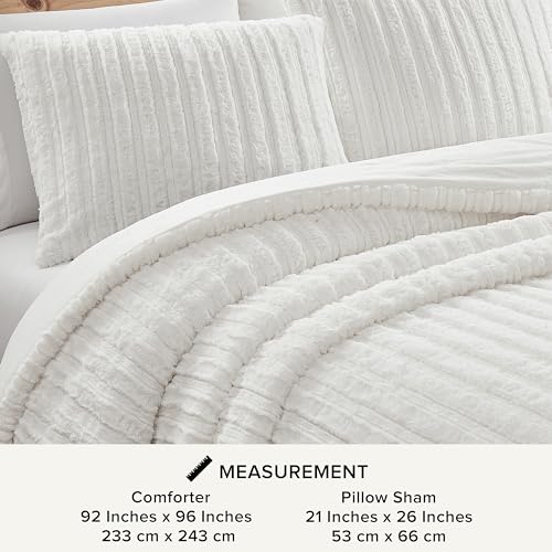 Plush Faux Fur Comforter Set with Pillow Shams, Full/Queen, Seal Grey k7