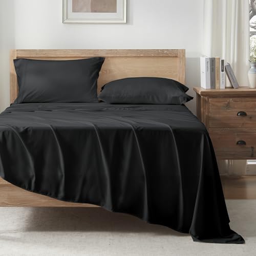 Queen Sheets Set, Cooling Bamboo Bedding, Deep Pocket, Dark Green K7