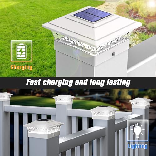 Solar Post Cap Lights Outdoor 12 Pack Waterproof Deck Fence Fit 4x4 Wood Vinyl Posts a7