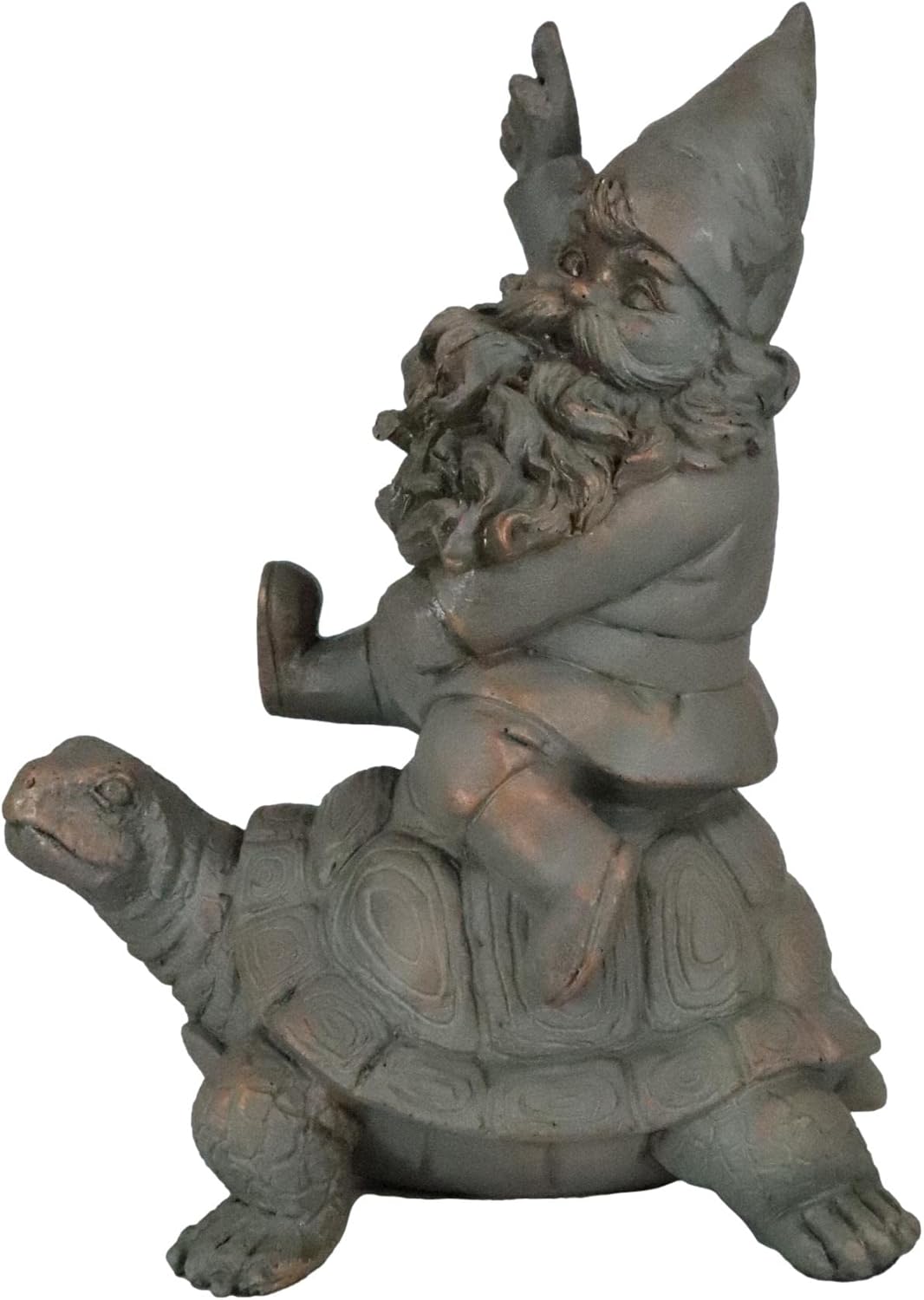 Gnome Sitting On Tortoise Figurine Garden Decor k7