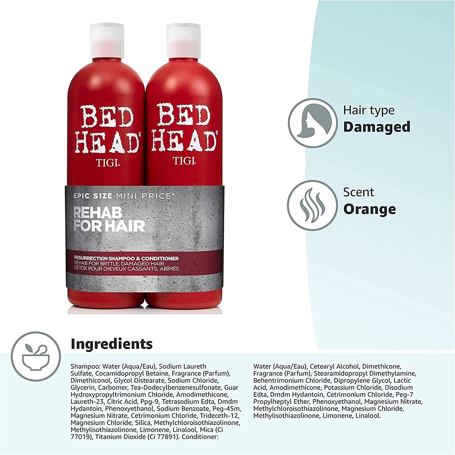 Damaged Hair Shampoo and Conditioner Set 25.36 oz 2ct k7