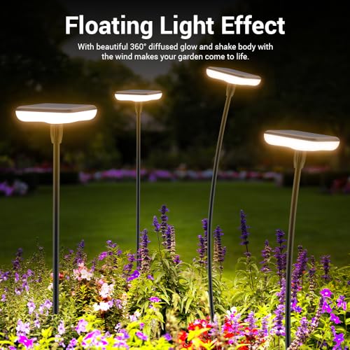 Solar Garden Pathway Lights 4 Pack 31in Wind Swaying IP65 A7