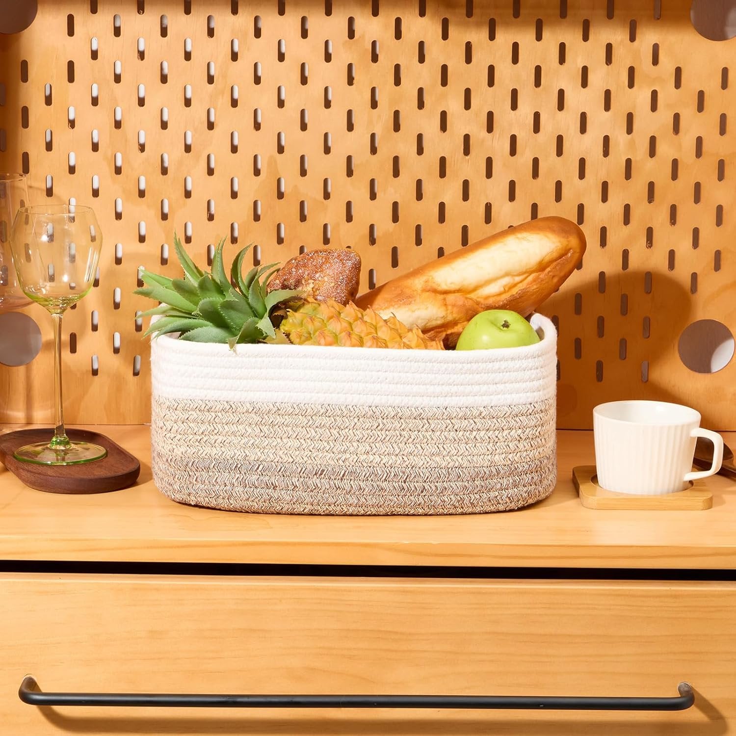 Small Storage Baskets for Organizing, Woven Rope Cube Bins 3 Pack a7