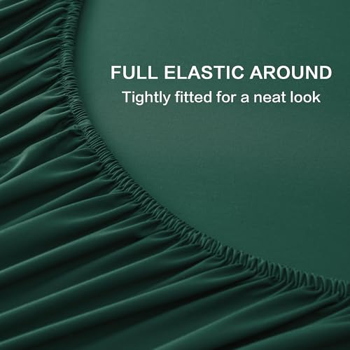 Queen Sheets Set, Cooling Bamboo Bedding, Deep Pocket, Dark Green K7