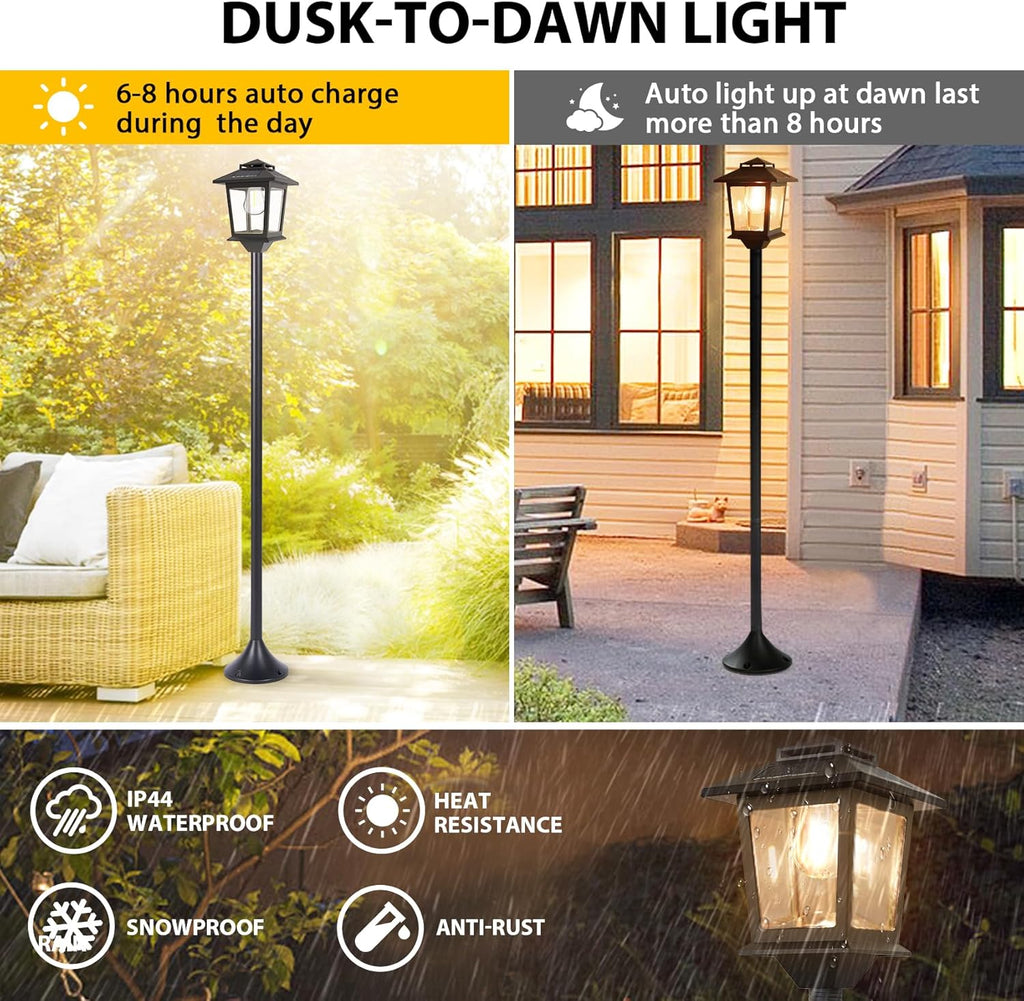 Solar Lamp Post Lights Outdoor 2 Pack with Planter k7
