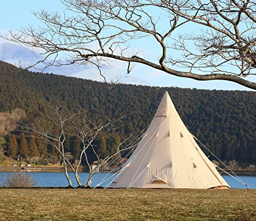 Canvas Bell Tent with Stove Jack, 4 Season Camping for 3-6 Person A7
