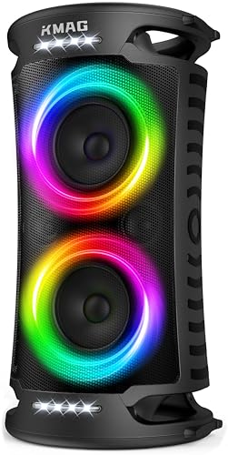 Large Bluetooth Speaker, 260W Peak Powerful Loud Sound with Deep Bass, Portable Outdoor Speaker Wireless, 15Hr Playtime, Fast Charge, TWS, Cool Lights for Party, Camping, Beach, Backyard, Home, Work
