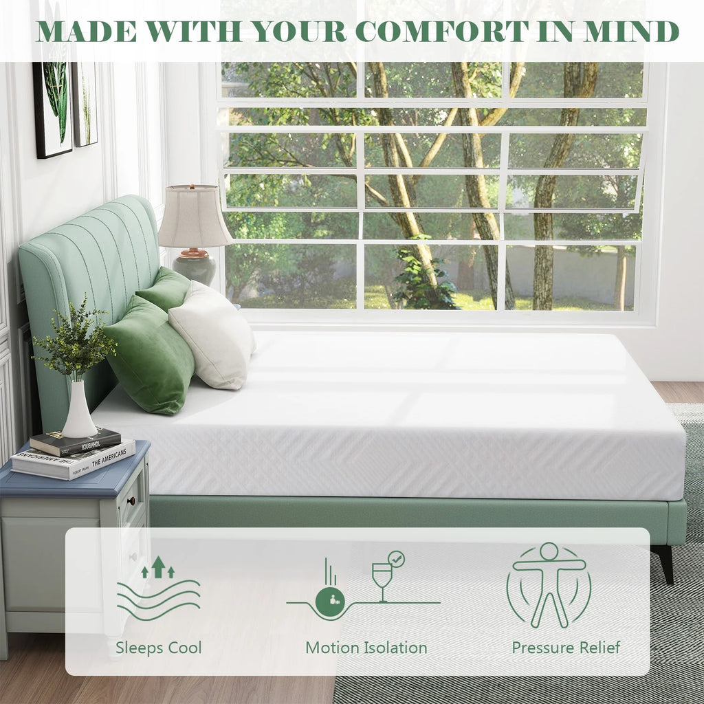Queen Mattress 10 Inch Cooling Gel Memory Foam Medium Firm A7