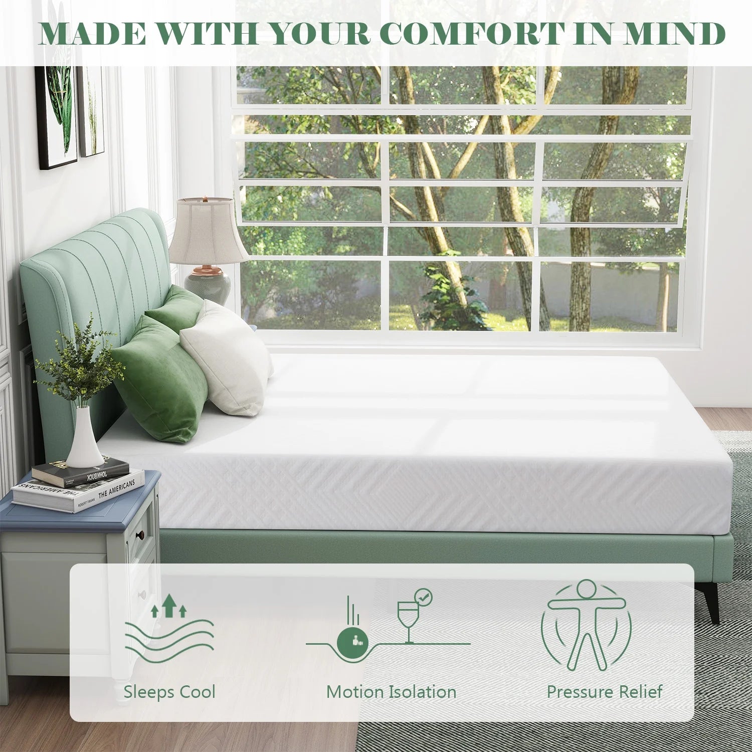 Queen Mattress 10 Inch Cooling Gel Memory Foam Medium Firm A7