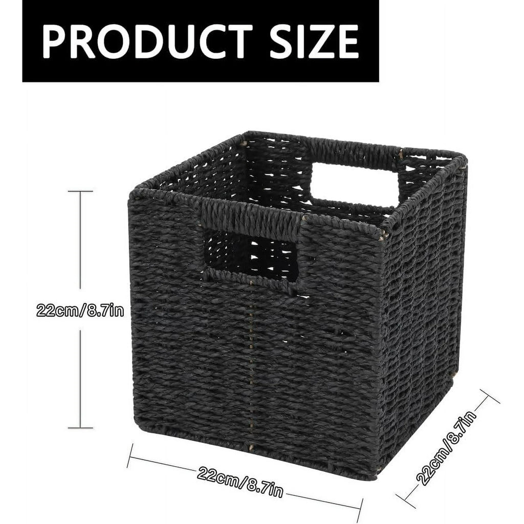 Wicker Storage Baskets 8.7 Inch Foldable Cube Organizer a7