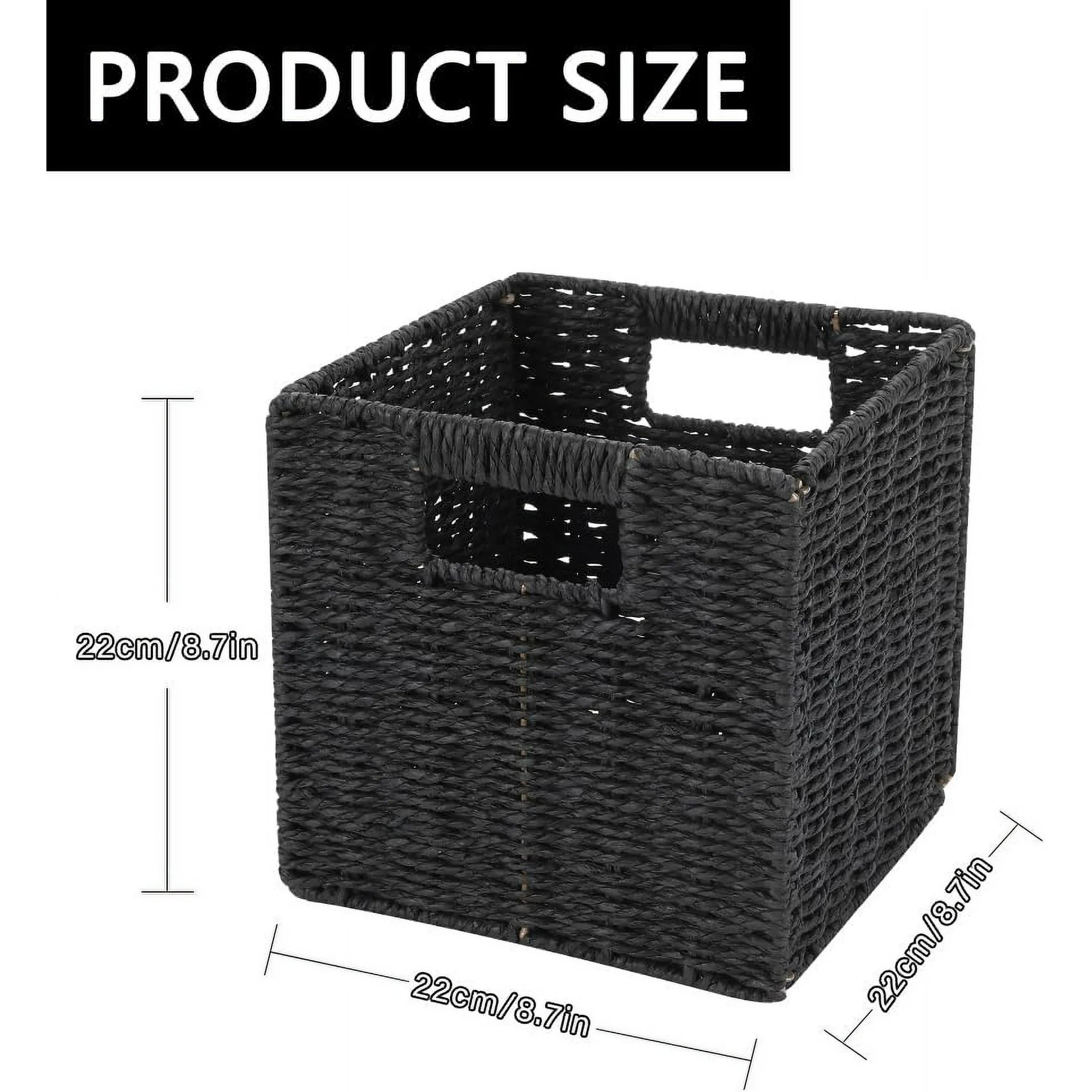Wicker Storage Baskets 8.7 Inch Foldable Cube Organizer a7