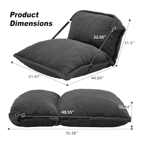 Giant Bean Bag Chair with Adjustable Backrest and Detachable Cover Grey k7