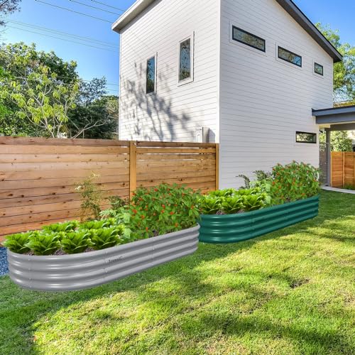 Galvanized Raised Garden Bed Kit Oval Metal Planter Box Outdoor a7