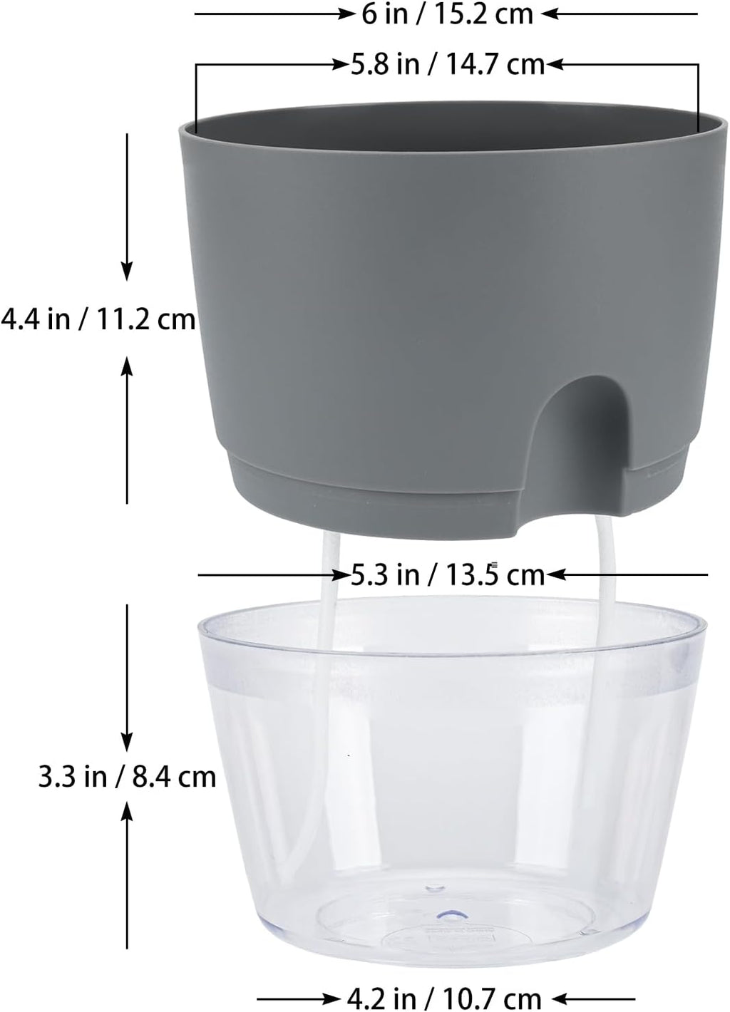 Self-Watering Plant Pot 6 Inch 6 Pack Grey a7