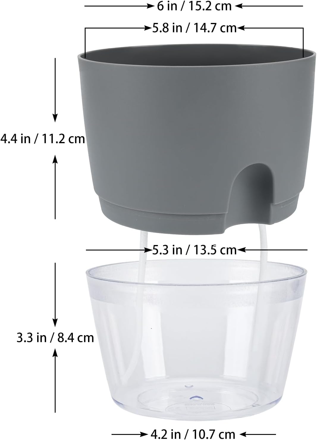 Self-Watering Plant Pot 6 Inch 6 Pack Grey a7
