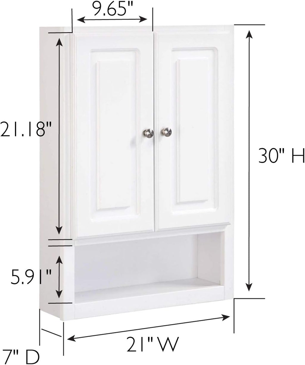 Bathroom Wall Cabinet 2-Door White 1-Shelf 21x30 a7