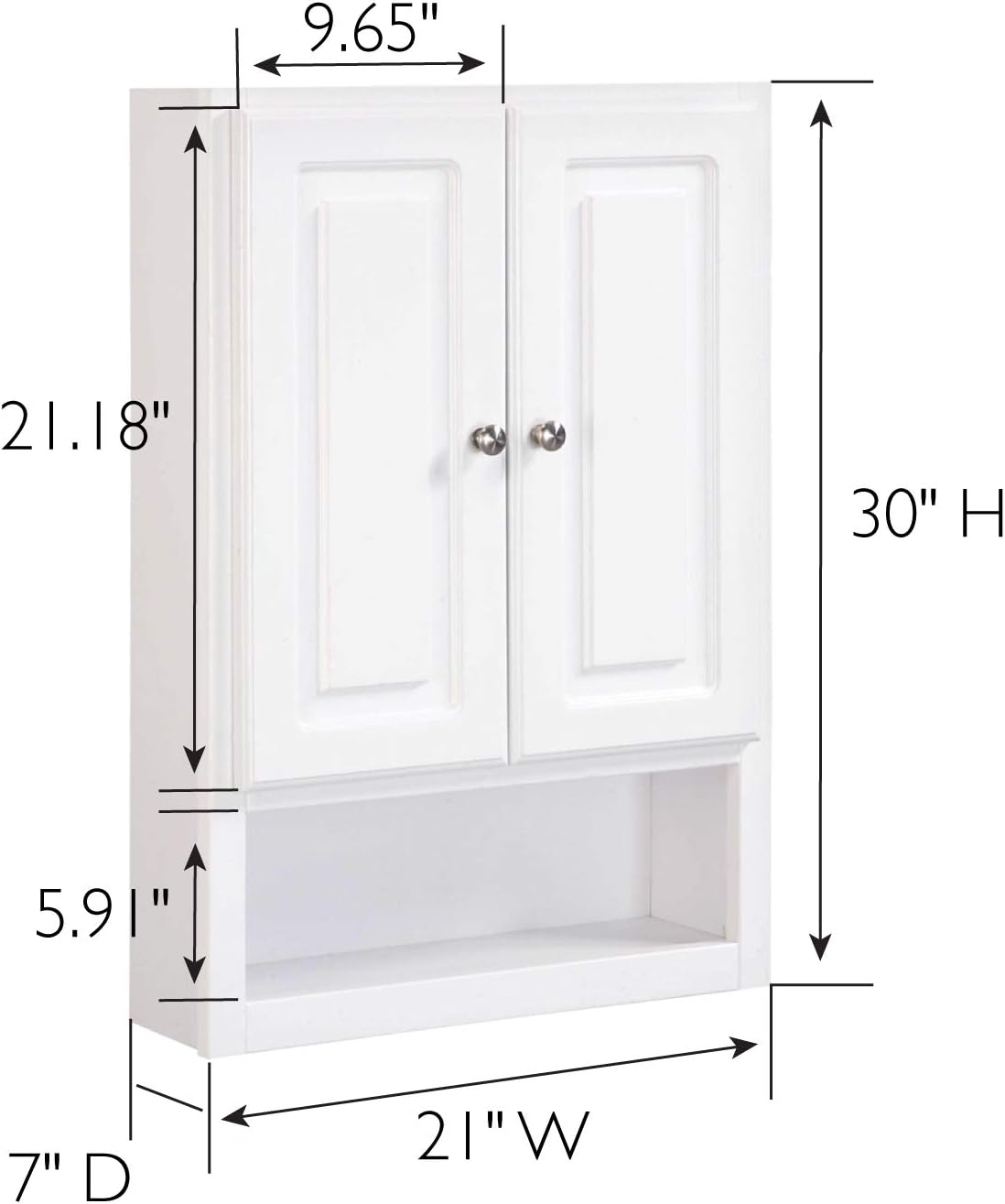 Bathroom Wall Cabinet 2-Door White 1-Shelf 21x30 a7