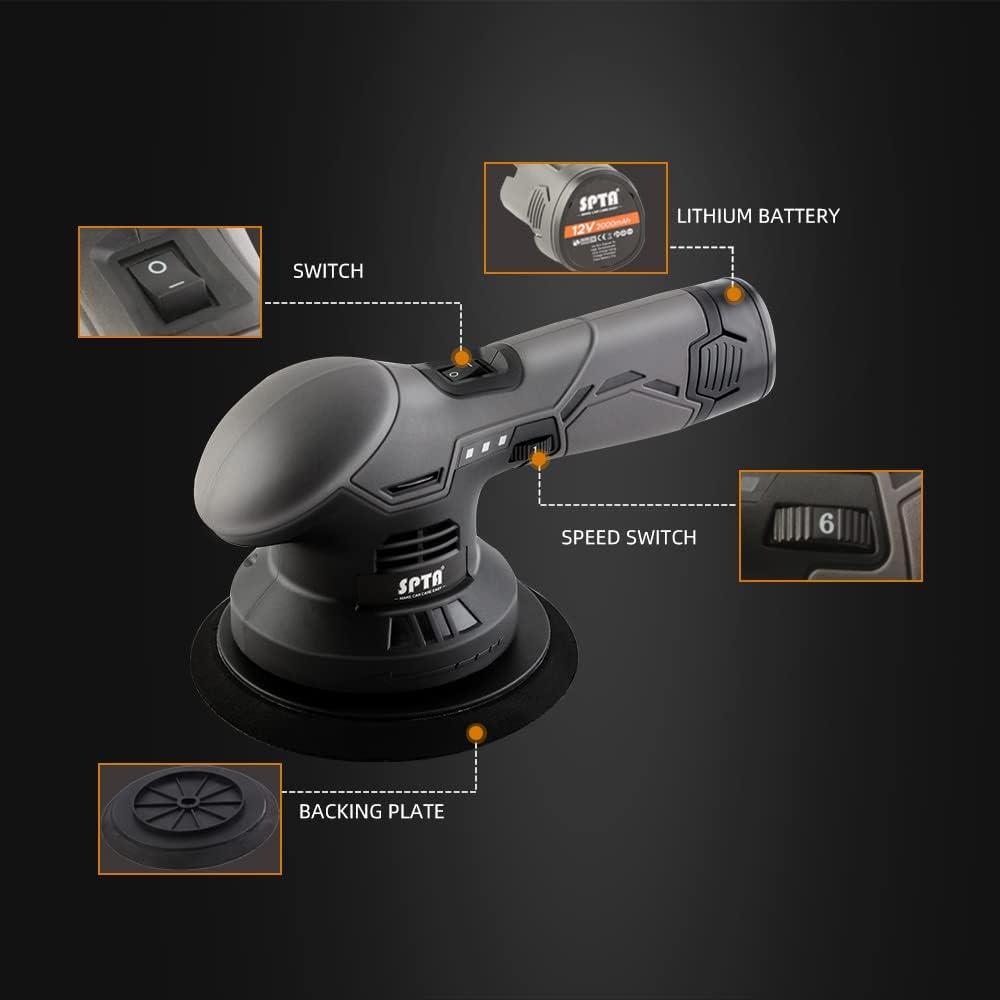 Cordless Car Buffer Polisher with 2 Batteries, Variable Speed Kit 7k
