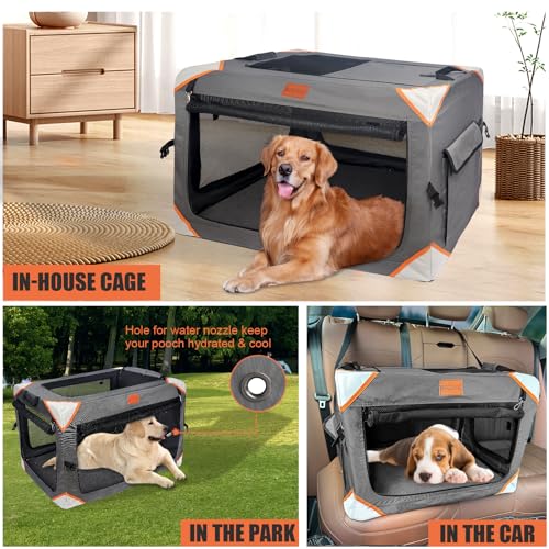Collapsible Dog Crate for Small Medium Dogs, 4-Door Travel Pet Crate K7p