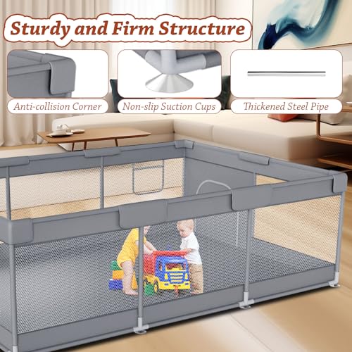 Baby Playpen Extra Large Play Yard with Zipper Gate Indoor Outdoor Safety Activity Center k7