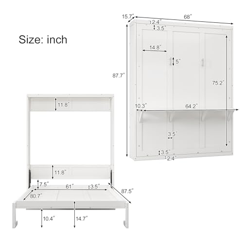 Queen Murphy Bed with Side Cabinets a7