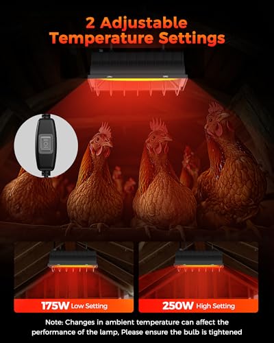 Heat Lamp for Chicken Coop, 250W Waterproof Infrared Heater a7