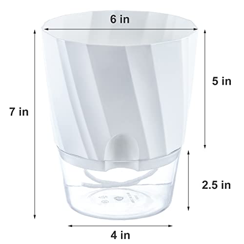 Self Watering Planters 6 Inch for Indoor Plants White a7