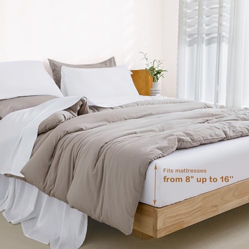Queen Sheets Set, Cooling Bamboo Bedding, Deep Pocket, Dark Green K7
