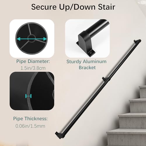 Stair Handrail Kit 6ft Aluminum Indoor Outdoor 4k