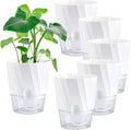 Whonline 6 Inch Self Watering Pots for Indoor Plants, 6 Pack African Violet Pots White Plant Pots Self Watering Planters with Wick Rope Flowers Outdoor Windowsill Gardens