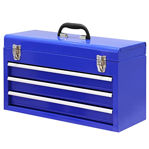 BIG RED ANTBD133-XB Torin 20" Portable 3 Drawer Steel Tool Box with Metal Latch Closure, Red