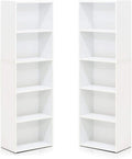 Furinno 5-Tier Reversible Color Open Shelf Bookcase , White 2 Pack