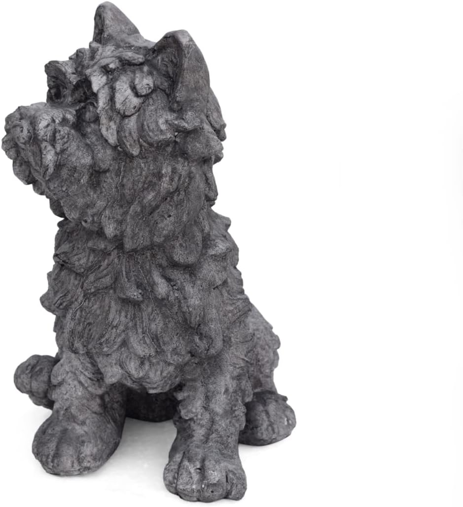 Outdoor Terrier Dog Garden Statue Antique Gray k7m