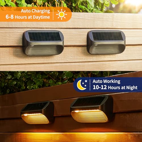 Solar Fence Lights Outdoor Waterproof 6 Pack 3 Modes Auto On Off Deck Wall Patio k7