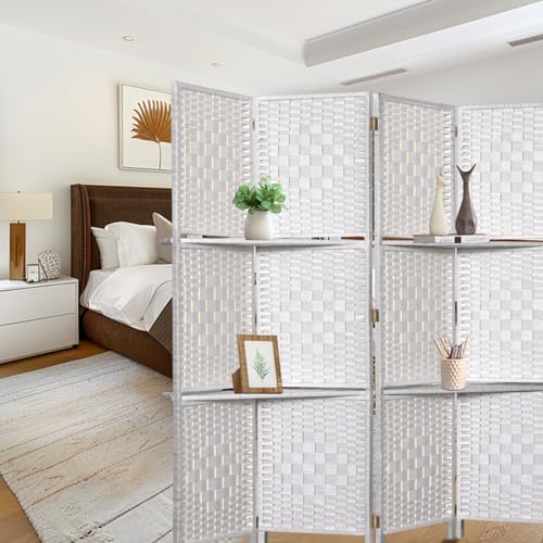 Folding Room Divider with Shelves 6FT Natural a7