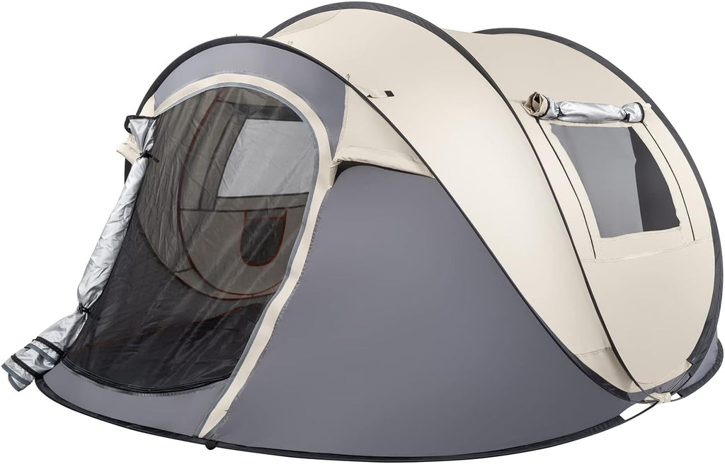 4 Person Pop Up Waterproof Camping Tent Easy Setup 2 Doors-Instant Mesh Windows for Camping Hiking Fishing Beach 2 Doors-Instant Family Traveling Outdoor