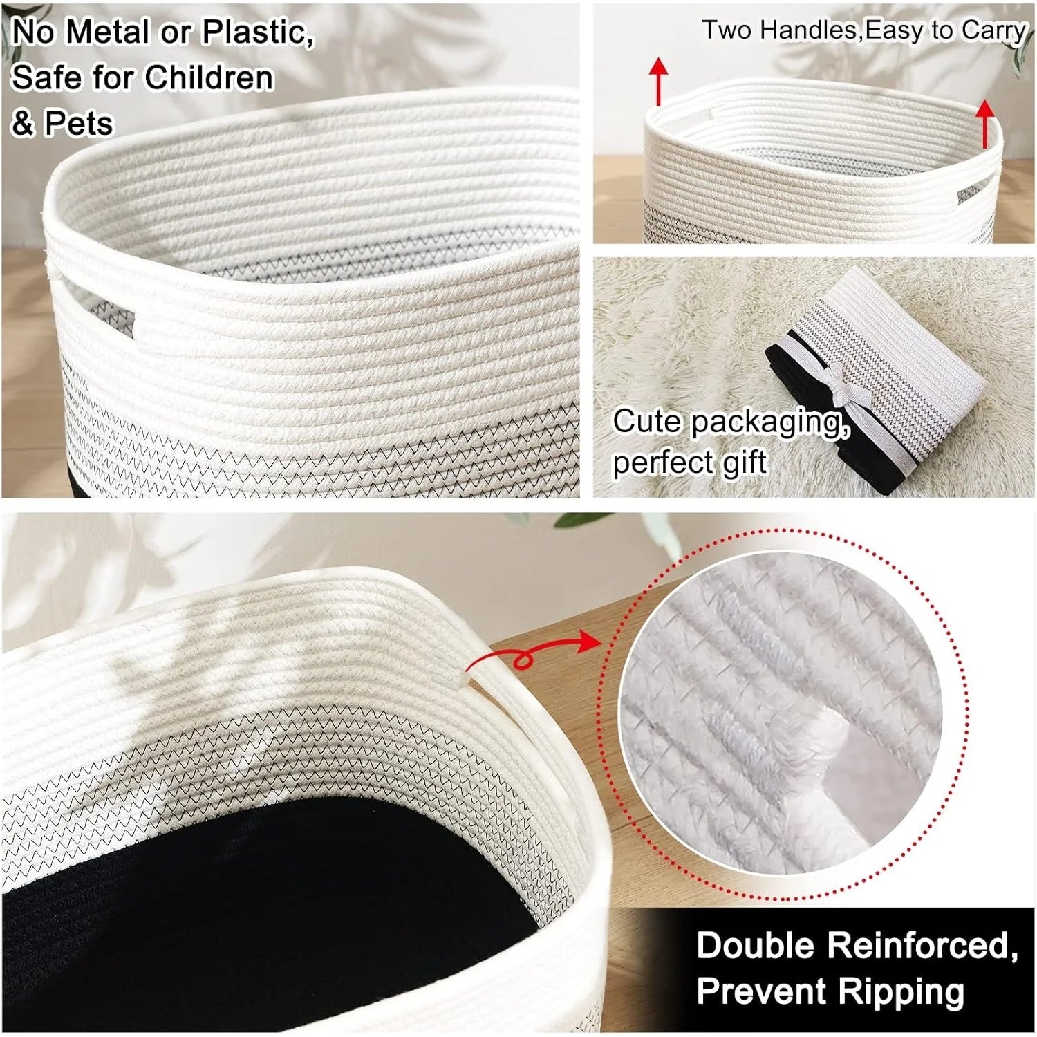 Woven Cotton Rope Storage Basket for Toys Towels k7