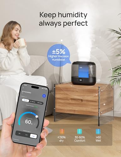 Top Fill Cool Mist Humidifier for Bedroom 60H Quiet k7