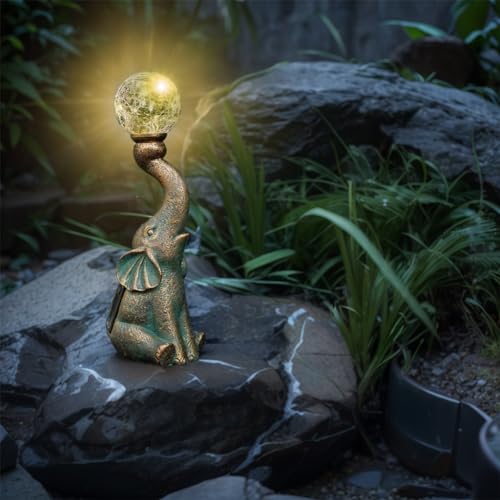 Elephant Statue Solar Garden Light Decor a7