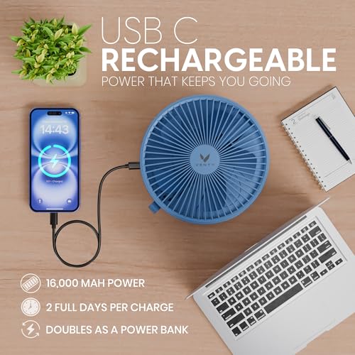 Portable Wireless Fan with 4 Speeds and Remote Control k7p
