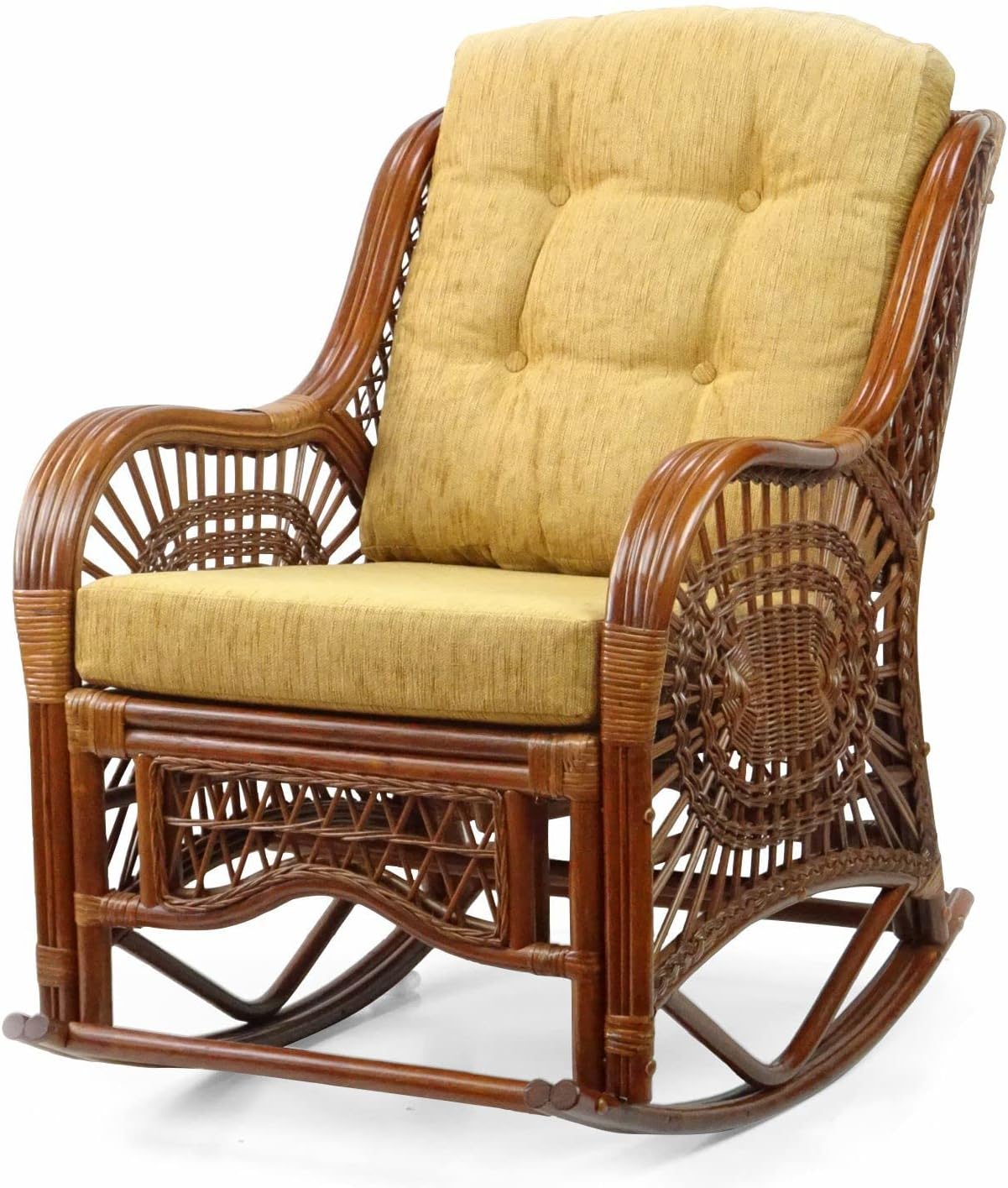 Rattan Rocking Lounge Chairs Set of 2 with Coffee Table a7
