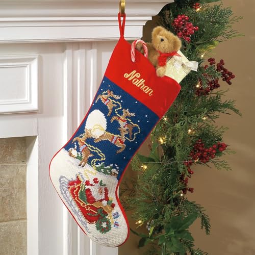 Personalized Christmas Needlepoint Stocking 100% Wool A7