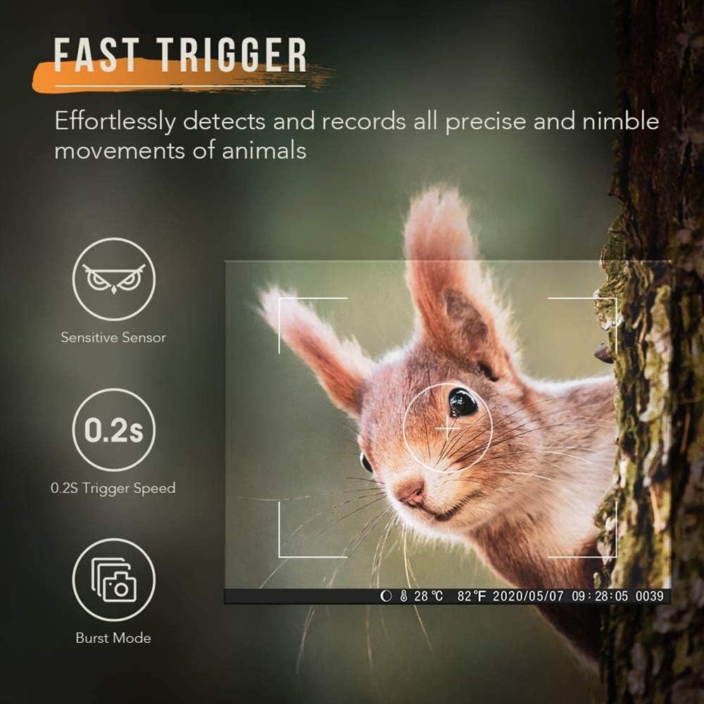 Trail Camera 4K Night Vision 30M Motion Activated IP66 Solar Panel A7