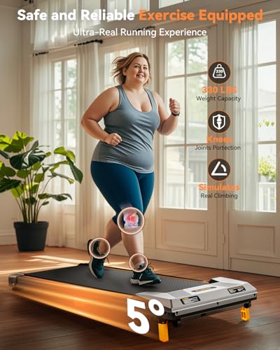 Walking Pad Treadmill, Under Desk Portable 330lbs Capacity 2.5HP 9k
